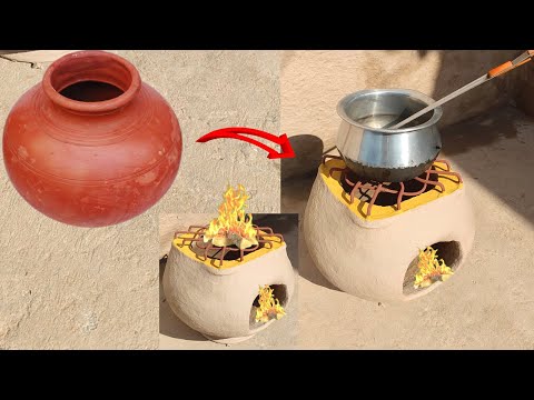 How to clay pot beautiful stove| mitti ka chulha banane ka tarika |stove |Primitive Skills |DIY IDEA