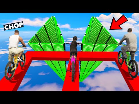 GTA 5 CHOP AND FROSTY COMPLETE THE TRIANGLE MEGA RAMP