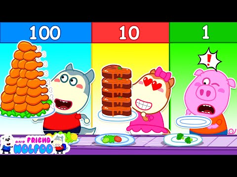 Wolfoo, Lucy & Piggy: 100 Layers of Food Challenge #4 | Kids Cartoon