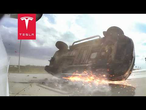 SELF-DRIVING TESLA SENDS PICKUP ROLLING IN CRASH