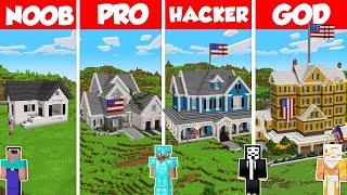 American House Build Battle Challenge - Noob vs Pro vs Hacker vs God - Minecraft Animation