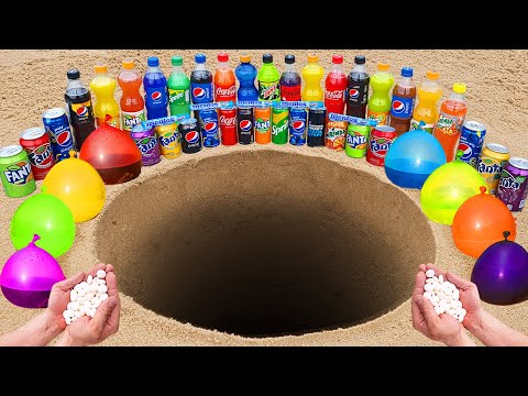 Giant Balloons from Toothpaste Eruption with Big Pepsi, Fanta & Coca Cola vs Mentos