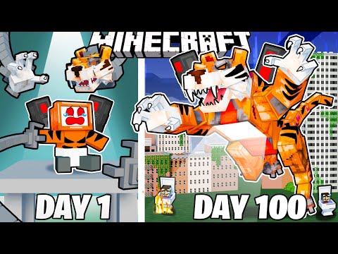 I Survived 100 Days as a TIGER TITAN in Minecraft!