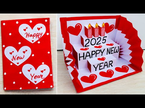 DIY New year Special greeting card 2025 // Happy New year pop-up card making easy