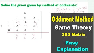 Game Theory | Oddment Method of Game Theory | Operation Research | Game Theory Oddment Method Hindi