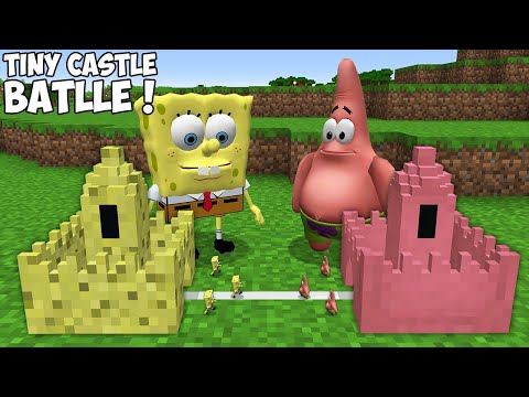 SPONGEBOB TINY CASTLE vs PATRICK TINY CASTLE ! Smallest Castle Battle in Minecraft