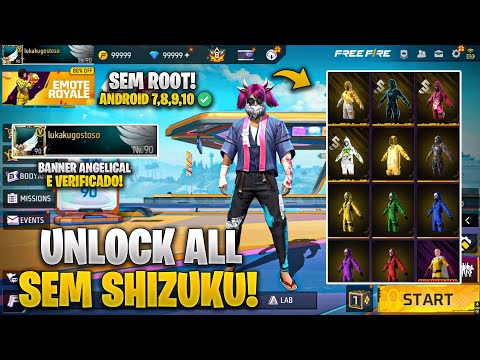 COMO TER TODAS AS SKINS DO FREE FIRE GRÁTIS ANDROID UNLOCK ALL ATUALIZADO SEM ROOT SEM SHIZUKU
