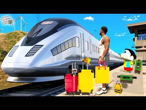 GTA 5 : Franklin and Shinchan First Bullet Train Experience in GTA 5 ! (GTA 5 mods)