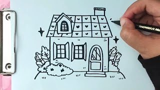 Draw with me - Cara menggambar rumah 🏡