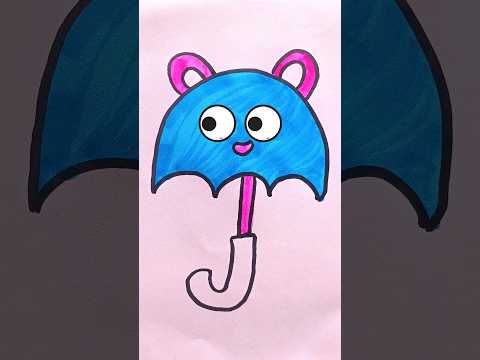 Umbrella Drawing, Colouring and Painting for Kids Tollders #shorts #kids