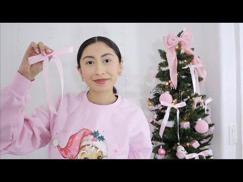 ASMR~Decorating my Coquette Christmas Tree!! 🎀🩷🩰