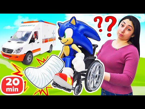 ¡Ambulancia para Sonic! Juegos al doctor y coches de juguete para niños