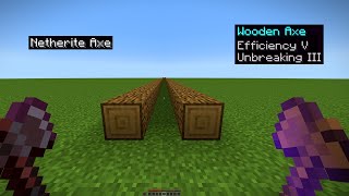 Efficiency V Wooden Axe Vs Netherite Axe 😳 #minecraft