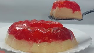 تحليه بارده وخفيفه وسهله جدا 😘 2× 1 اتحداكى هتقومى تعمليها حالا 👌بكيسين جيلى وكوب حليب من حلاوتها