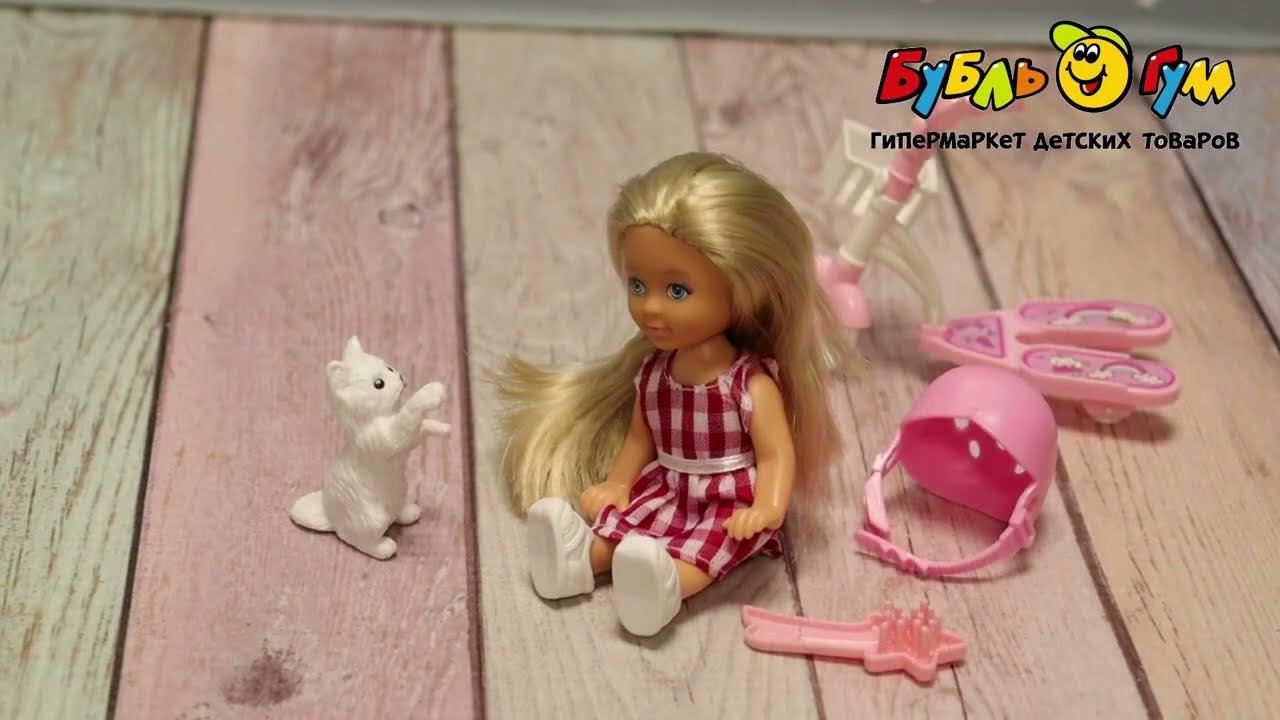 Кукла Lyna SCOOTER FUN миниатюрная с питомцем на самокате в ассортименте  - видео