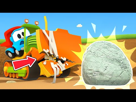The bulldozer is broken! Leo the truck assembles a new machine to repair the construction vehicle.