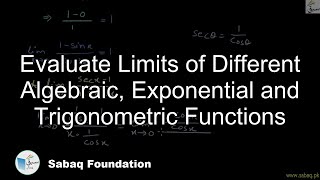 Evaluate Limits of Different Algebraic, Exponential and Trigonometric Functions