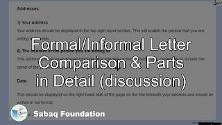 Formal/Informal Letter Comparison   &   Parts in Detail (discussion)