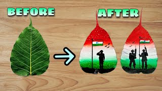 independence day leaf drawing ❤️ republic day drawing leaf independence day drawing#shorts #drawing