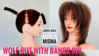 Wolf Cut with Bangs DIY  - CORTE WOLF HAZLO TU MISMA