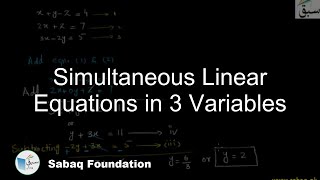 Simultaneous Linear Equations in 3 Variables