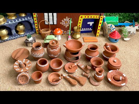 Miniature Clay Kitchen Set Unboxing l Mini Kitchen Set l Clay Pots l Mini Cooking Clay Kitchen Set l