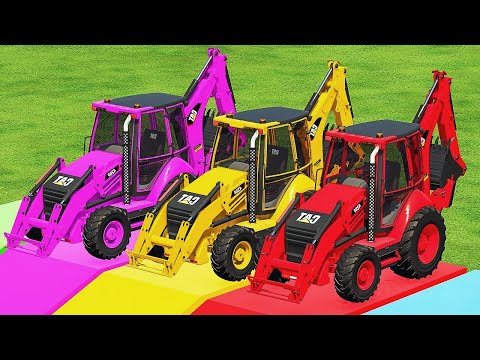 LOADER OF COLORS! TRANSPORTING BALLS / LOADING with CAT BACKHOE LOADERS! Farming Simulator 22