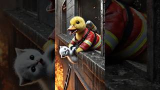Duck rescuers help kittens in danger from fire 🐥 #DuckRescue #CuteAnimals #AnimalRescue
