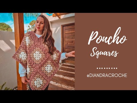 Poncho Squares de Crochê sem Costura