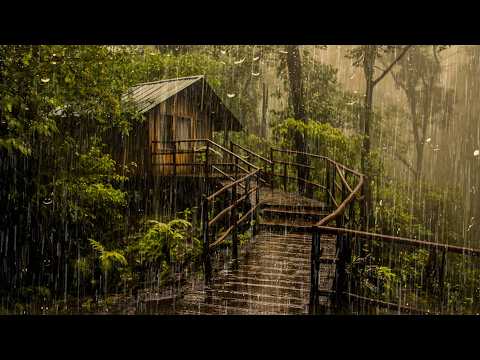 HEAVY RAIN for Sleeping | Deep Sleep with Heavy Rain on Tin Roof, ASMR Rain Sounds