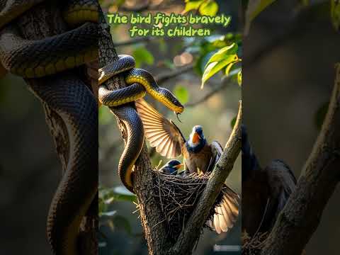 The bird fights bravely for its children #birdslover  #mother