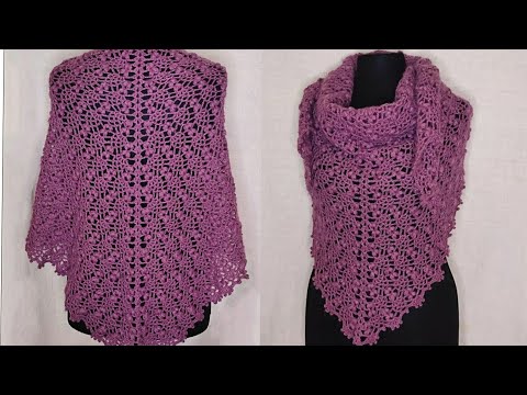 شال كروشيه مثلث جديد بغرزة مميزة/crochet shawl