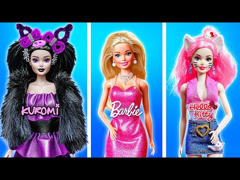 NEU! 123 GO! HELLO KITTY vs. KUROMI PUPPEN-MAKEOVER-CHALLENGE! Niedliches vs. krasses Glow-Up! 👑🖤