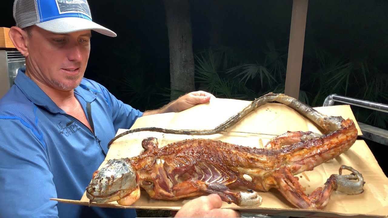 Grilled IGUANA cooked WHOLE, BLUEGABE style - - Bluegabe