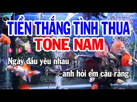 Karaoke Tiền Thắng Tình Thua Tone Nam ( Am ) Nhạc Sống Mới || Đồng Sen