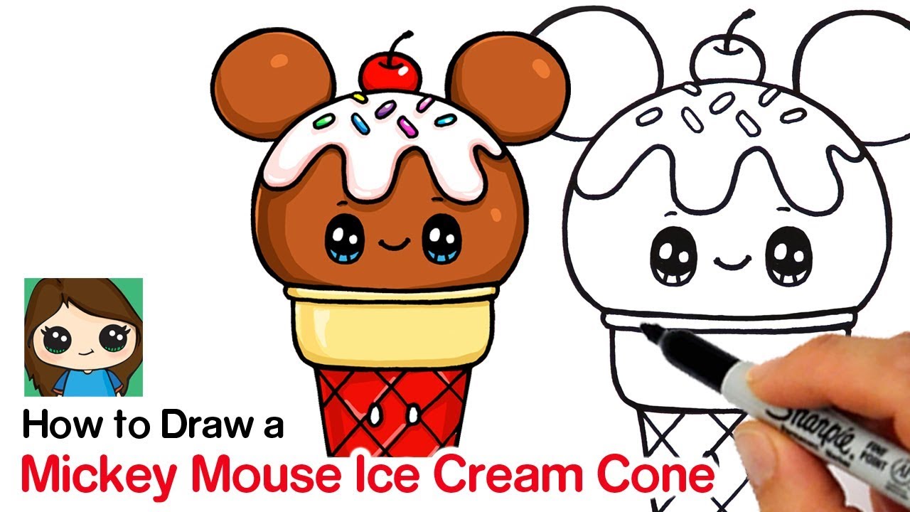 How to Draw a Mickey Mouse Ice Cream Cone