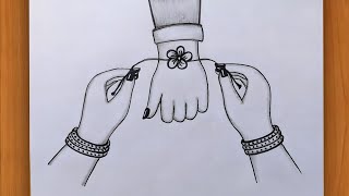 Raksha bandhan Drawing | Hand Drawing | Raksha Bandhan Special Drawing Easy | Rakhi drawing easy |