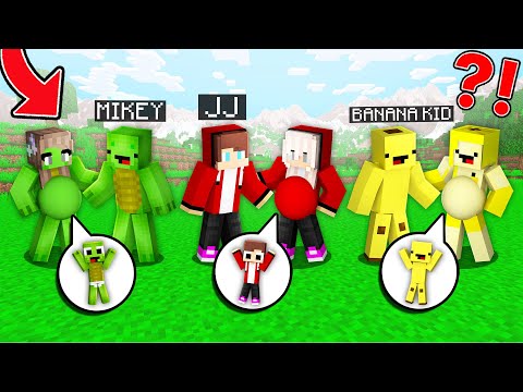 JJ PREGNANT Family vs Mikey PREGNANT Family vs Banana Kid PREGNANT Family Battle in Minecraft Maizen