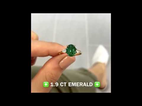 Green Emerald Three-Stone Ring