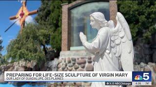 Life-size sculpture of Virgin Mary coming to Shrine of Our Lady of Guadalupe
