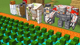 All Golems Security vs Zombie Army - Minecraft Battle Experiment