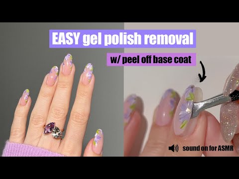 Quick and Easy gel polish removal technique using peel off base coat #peeloff #nails #asmr