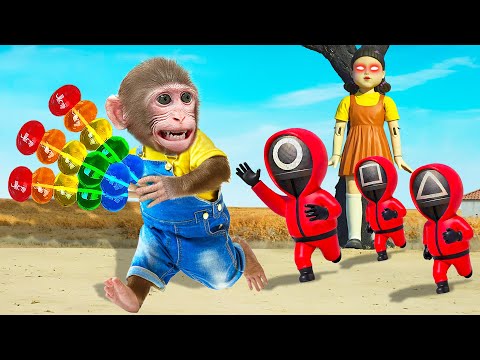 KiKi Monkey play Squid Game 2 to take Sweet Rainbow Jelly Candy & Chase Adventure | KUDO ANIMAL KIKI