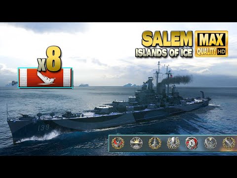 Cruiser Salem  Excellent play on map  quot Islands of Ice quot    World of Warships