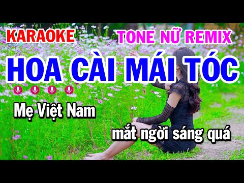 Karaoke Hoa Cài Mái Tóc Remix Tone Nữ Nhạc Sống