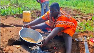 African Village Life #cooking Traditional Fermented Corn Flour Village Snack for Breakfast