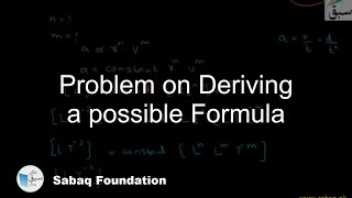 Problem on Deriving a possible Formula