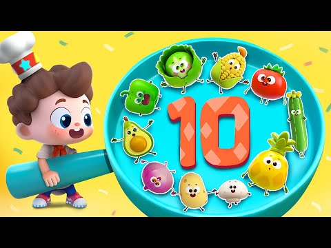 Ten Fruits and Veggies Burger | Learn Numbers | Nursery Rhymes & Kids Songs | BabyBus