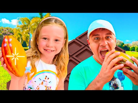 Nastya and dad learned how cocoa is produced