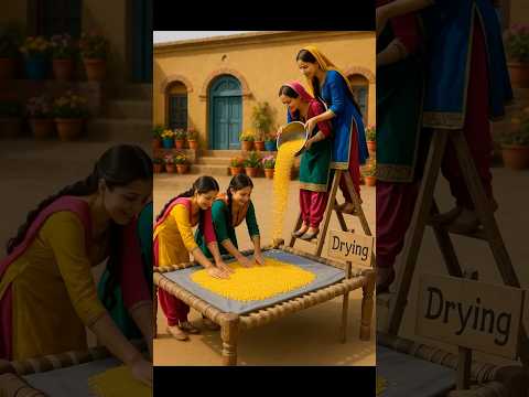Tiny girls making giant fried moong daal #miniaturefood #miniaturecooking #ai #aivideo